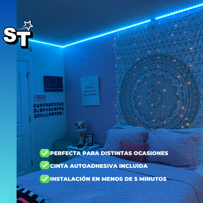 Cinta LED RGB Multicolor ® *COMBO 10 METROS* + Control multifunción, fuente de poder y adaptador